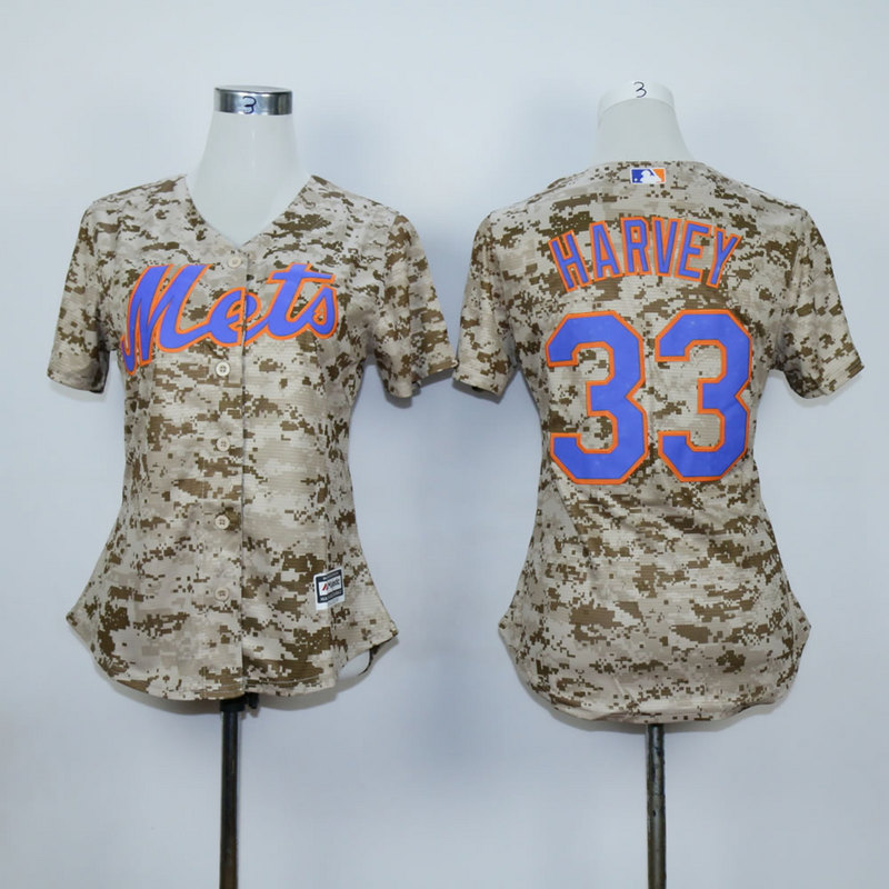 Women New York Mets #33 Harvey Camo MLB Jerseys